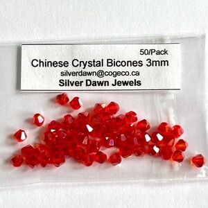 As Low As $2 Light Siam AB Quality Chinese Crystal Bicone Beads 3mm (50)